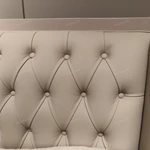 Arched Top Leather Bed with Diamond Tufting and High-Gloss Wood Sides